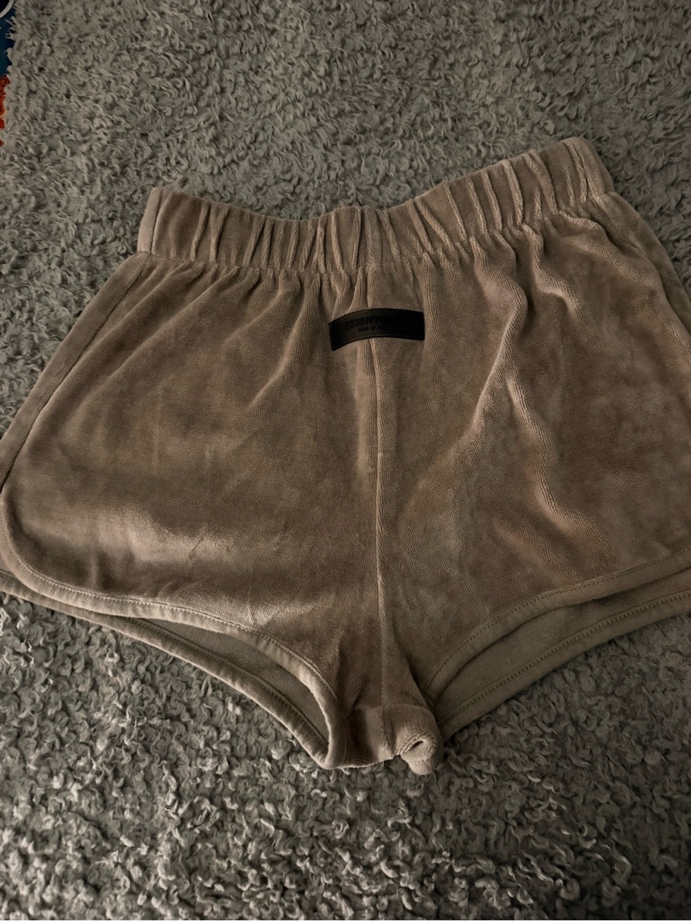 Fear of God Women's Velour Athletic Shorts in Taupe